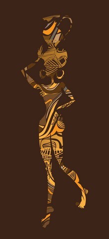 A young African girl - folklore ornament pattern